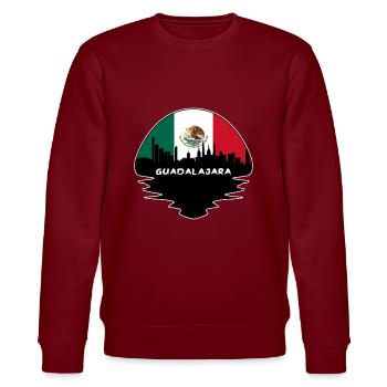 Guadalajara Mexiko Flagge Skyline Silhouette Reisen - Stanley/Stella Unisex Bio-Sweatshirt CHANGER  - Burgunderrot - Vorne - Nik (191cm) & Marisol (170cm)