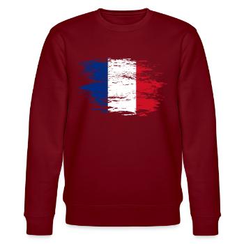 Frankreich Flagge used - Stanley/Stella Unisex Bio-Sweatshirt CHANGER  - Burgunderrot - Vorne - Nik (191cm) & Marisol (170cm)