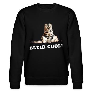 Katze – Bleib cool - Stanley/Stella Unisex Bio-Sweatshirt CHANGER  - Schwarz - Vorne - Nik (191cm) & Marisol (170cm)