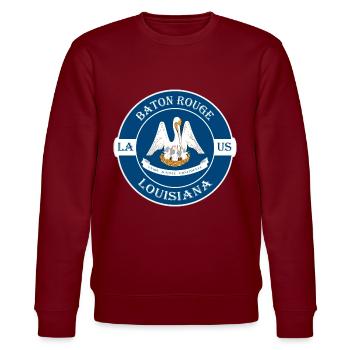 Baton Rouge Louisiana Flagge USA Souvenir Abzeichen - Stanley/Stella Unisex Bio-Sweatshirt CHANGER  - Burgunderrot - Vorne - Nik (191cm) & Marisol (170cm)