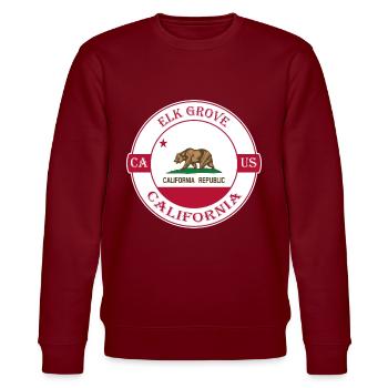 Elk Grove California Flagge USA Souvenir Abzeichen - Stanley/Stella Unisex Bio-Sweatshirt CHANGER  - Burgunderrot - Vorne - Nik (191cm) & Marisol (170cm)