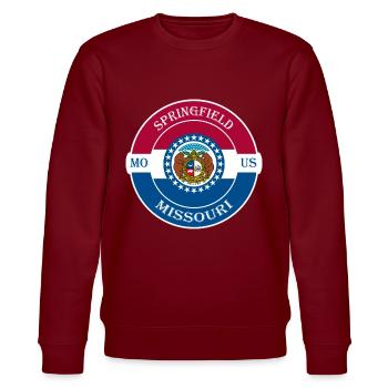 Springfield Missouri Flagge USA Souvenir Abzeichen - Stanley/Stella Unisex Bio-Sweatshirt CHANGER  - Burgunderrot - Vorne - Nik (191cm) & Marisol (170cm)
