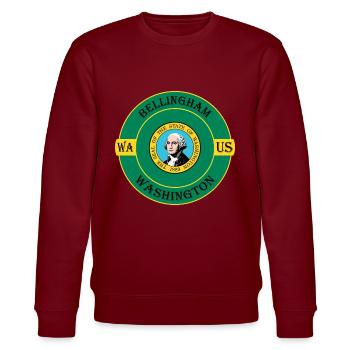 Bellingham Washington Flagge USA Souvenir Abzeichen - Stanley/Stella Unisex Bio-Sweatshirt CHANGER  - Burgunderrot - Vorne - Nik (191cm) & Marisol (170cm)