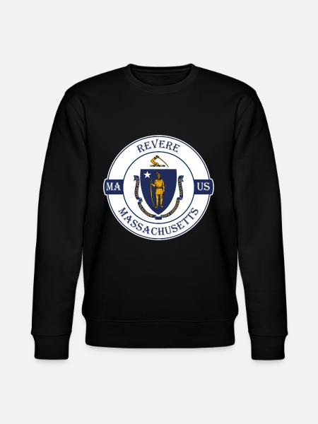 Revere Massachusetts Flag USA Souvenir Badge - Stanley/Stella CHANGER Unisex Organic Sweatshirt - black