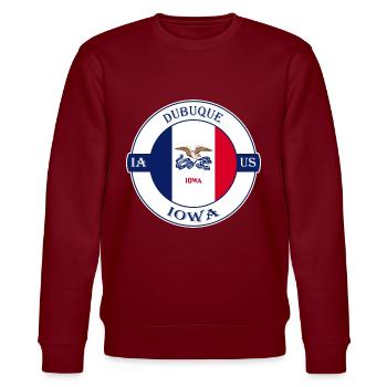 Dubuque Iowa Flagge USA Reise Souvenir Abzeichen - Stanley/Stella Unisex Bio-Sweatshirt CHANGER  - Burgunderrot - Vorne - Nik (191cm) & Marisol (170cm)