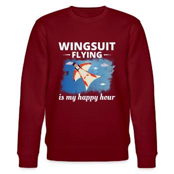 Wingsuit fliegen Base Jumping Fallschirmspringen Wingsuiting - Stanley/Stella Unisex Bio-Sweatshirt CHANGER  - Burgunderrot - Vorne - Nik (191cm) & Marisol (170cm)