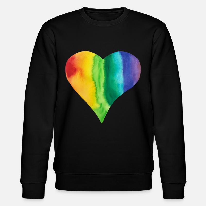 Regenbogen Herz LGBTQ+ proud pride bunt Vielfalt - Stanley/Stella Unisex Bio-Sweatshirt CHANGER  - Schwarz