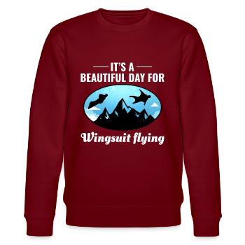 Wingsuit fliegen Base Jumping Fallschirmspringen Wingsuiting - Stanley/Stella Unisex Bio-Sweatshirt CHANGER  - Burgunderrot - Vorne - Nik (191cm) & Marisol (170cm)