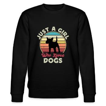 Bullterrier Miniatur Hund Silhouette Retro Sonnenuntergang - Stanley/Stella Unisex Bio-Sweatshirt CHANGER  - Schwarz - Vorne - Nik (191cm) & Marisol (170cm)