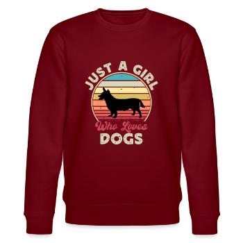 Lancashire Heeler Dog Love Silhouette Retro Sunset - Stanley/Stella Unisex Bio-Sweatshirt CHANGER  - Burgunderrot - Vorne - Nik (191cm) & Marisol (170cm)