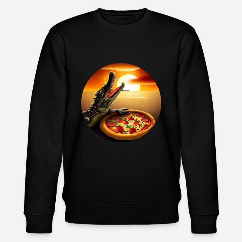 Sunset with pizza crocodile - Stanley/Stella CHANGER Unisex Organic Sweatshirt - black