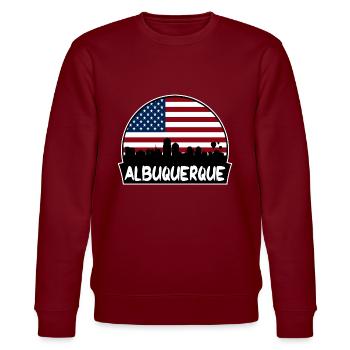 Albuquerque New Mexico USA Flagge Skyline Silhouette - Stanley/Stella Unisex Bio-Sweatshirt CHANGER  - Burgunderrot - Vorne - Nik (191cm) & Marisol (170cm)