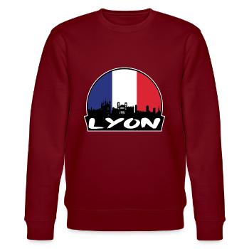 Lyon France Flag Skyline Silhouette Voyage - Sweat bio CHANGER Stanley/Stella Unisexe - bordeaux - Devant - Nik (191cm) & Marisol (170cm)