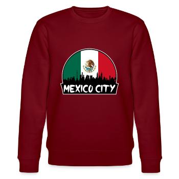 Mexiko-Stadt Mexiko-Flagge Skyline Silhouette Reisen - Stanley/Stella Unisex Bio-Sweatshirt CHANGER  - Burgunderrot - Vorne - Nik (191cm) & Marisol (170cm)