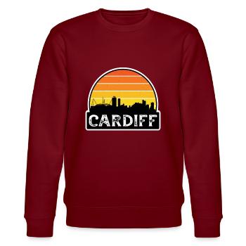 Cardiff Wales Flagge Skyline Reisesouvenir - Stanley/Stella Unisex Bio-Sweatshirt CHANGER  - Burgunderrot - Vorne - Nik (191cm) & Marisol (170cm)