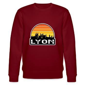 Lyon France Flag Skyline Souvenir de voyage - Sweat bio CHANGER Stanley/Stella Unisexe - bordeaux - Devant - Nik (191cm) & Marisol (170cm)