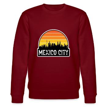 Mexiko-Stadt Mexiko-Flagge Skyline Reise-Souvenir - Stanley/Stella Unisex Bio-Sweatshirt CHANGER  - Burgunderrot - Vorne - Nik (191cm) & Marisol (170cm)