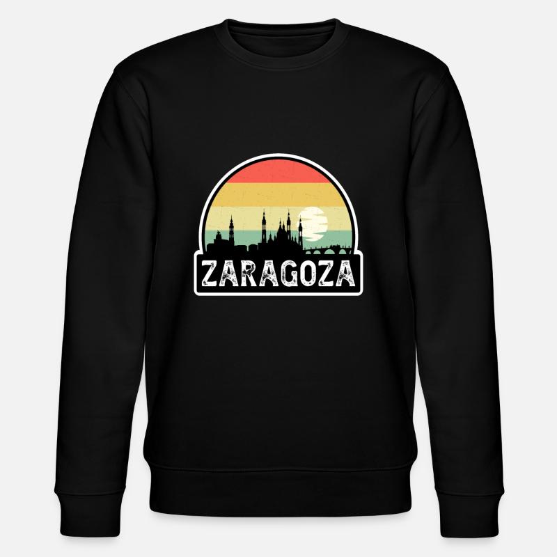 Zaragoza Spanien Flagge Skyline Reise-Souvenir - Stanley/Stella Unisex Bio-Sweatshirt CHANGER  - Schwarz