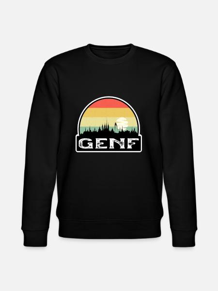 Genf Schweiz Flagge Skyline Reisesouvenir - Stanley/Stella Unisex Bio-Sweatshirt CHANGER  - Schwarz