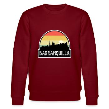Barranquilla Kolumbien Flagge Skyline Reisesouvenir - Stanley/Stella Unisex Bio-Sweatshirt CHANGER  - Burgunderrot - Vorne - Nik (191cm) & Marisol (170cm)
