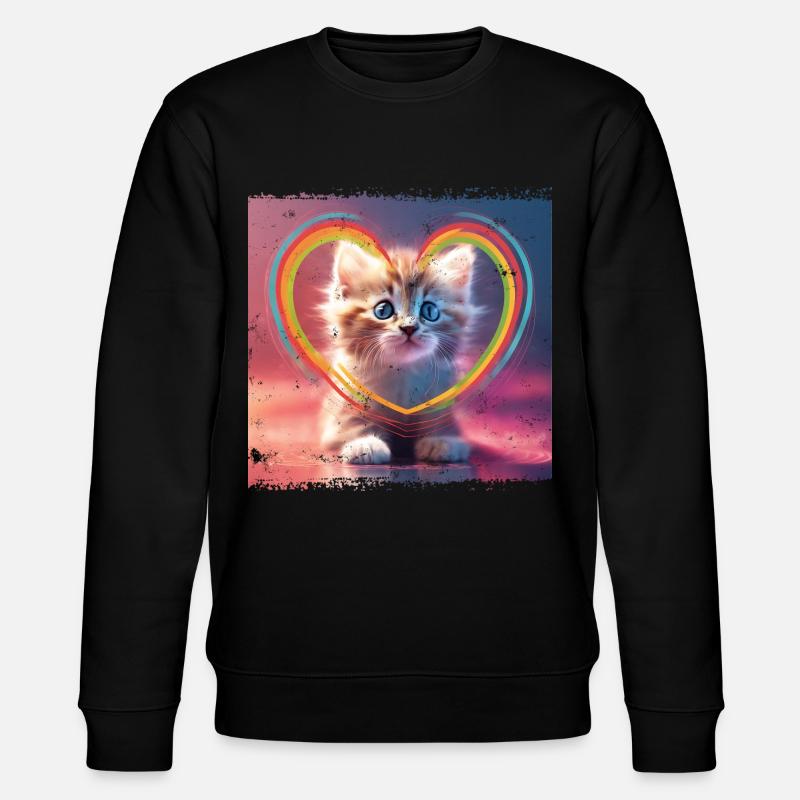 Herzliche Katze - Stanley/Stella Unisex Bio-Sweatshirt CHANGER  - Schwarz