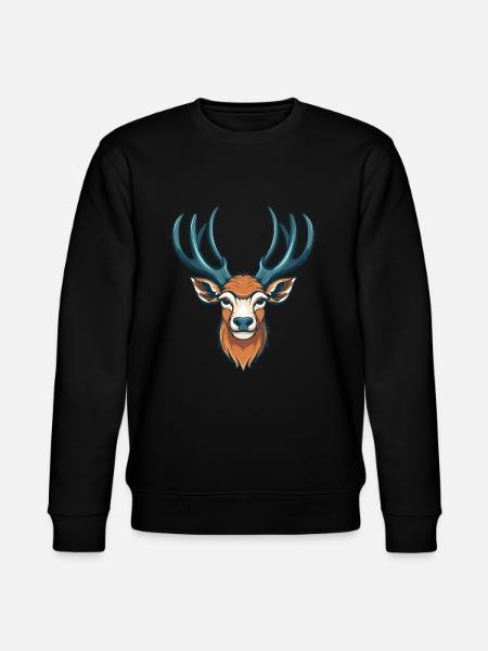 Deer, Deer Head - Stanley/Stella CHANGER Unisex Organic Sweatshirt - black