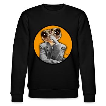 Gecko Therapeut*in Tier Gesicht Zuhörer Echse  - Stanley/Stella Unisex Bio-Sweatshirt CHANGER  - Schwarz - Vorne - Nik (191cm) & Marisol (170cm)