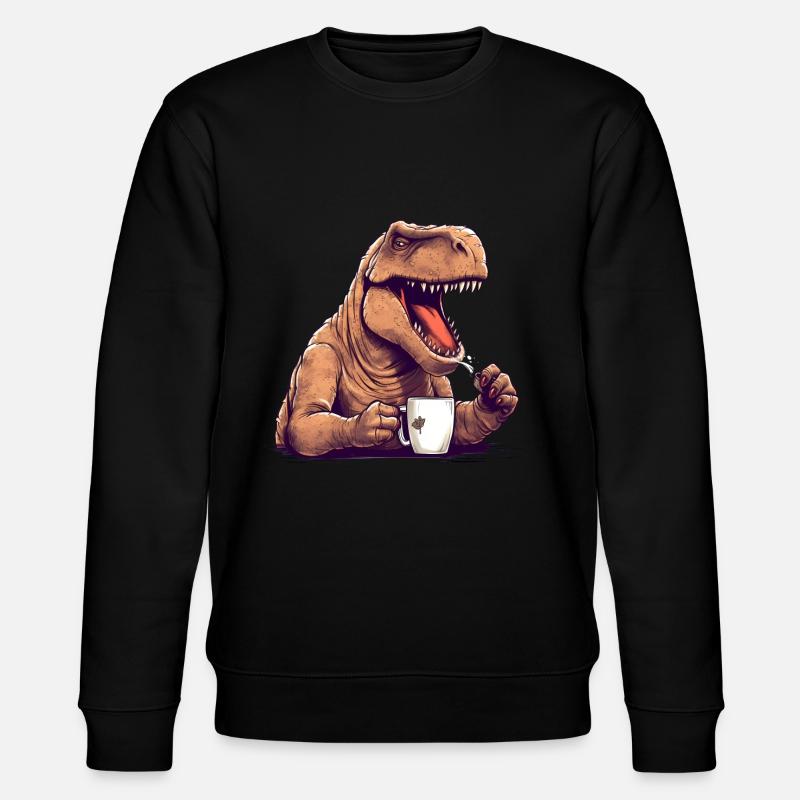 Dino Kaffee Morgenmuffel Dinosaurier - Stanley/Stella Unisex Bio-Sweatshirt CHANGER  - Schwarz