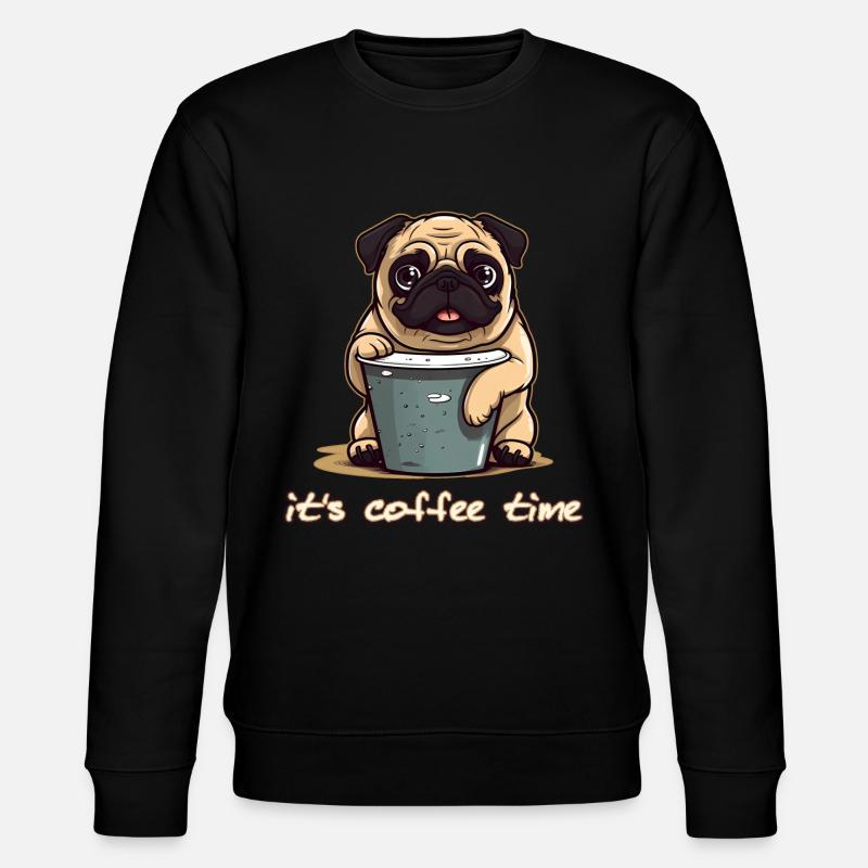 Pug and coffee - Stanley/Stella CHANGER Unisex Organic Sweatshirt - black