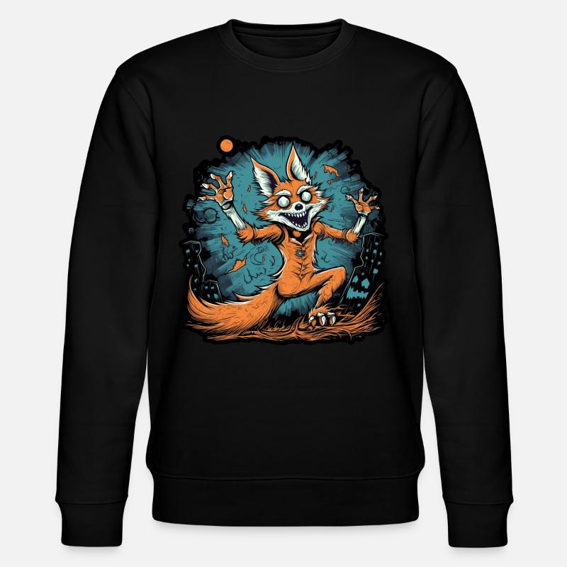 Halloween Fuchs Skelett - Stanley/Stella Unisex Bio-Sweatshirt CHANGER  - Schwarz