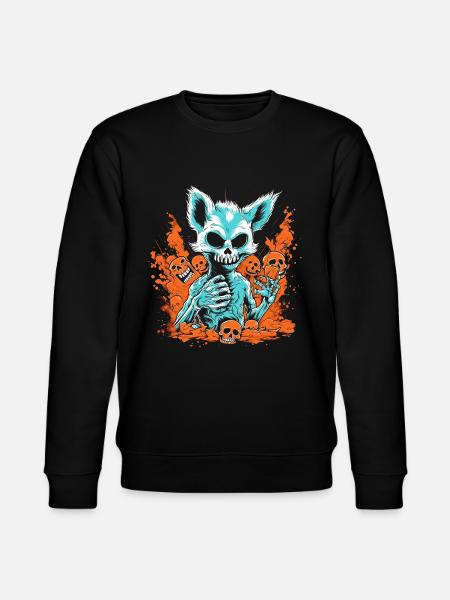 Halloween Fox Skeleton - Stanley/Stella CHANGER Unisex Organic Sweatshirt - black