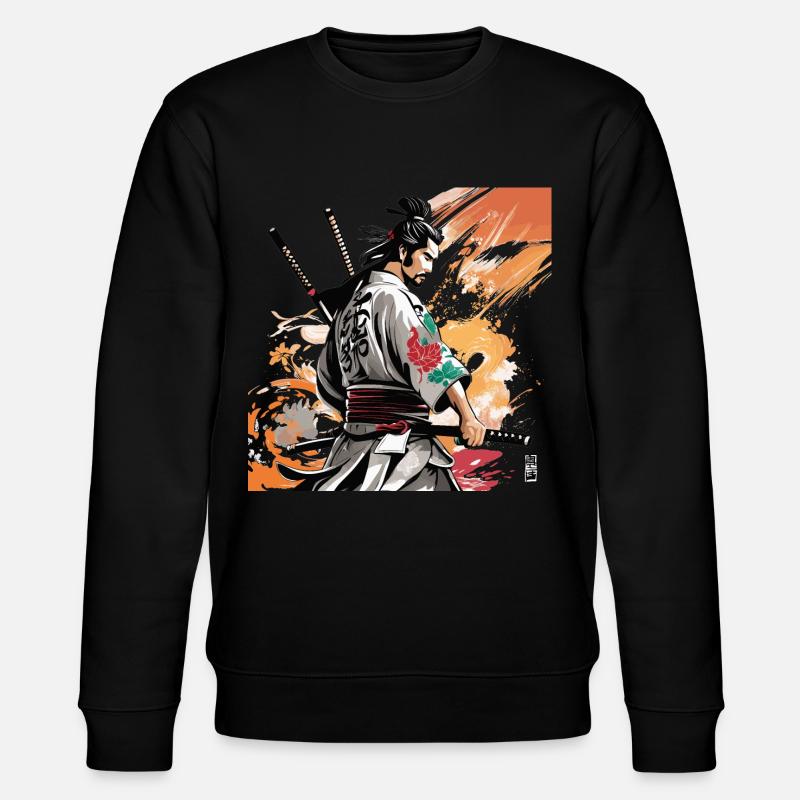 Samurai mit Schwertergrafik - Stanley/Stella Unisex Bio-Sweatshirt CHANGER  - Schwarz