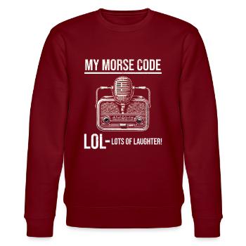 Amateurfunker Morsecode lol lustiger Spruch - Stanley/Stella Unisex Bio-Sweatshirt CHANGER  - Burgunderrot - Vorne - Nik (191cm) & Marisol (170cm)