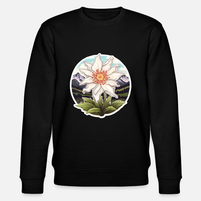 Edelweiss Flower Plant Mountains - Stanley/Stella CHANGER Unisex Organic Sweatshirt - black