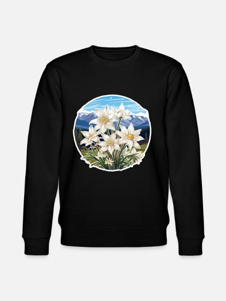 Edelweiss Flower Plant Mountains - Stanley/Stella CHANGER Unisex Organic Sweatshirt - black
