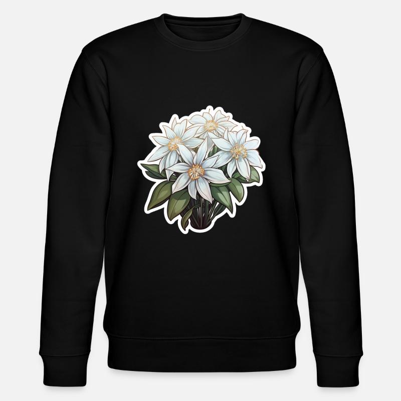 Edelweiss Flower Plant Mountains - Stanley/Stella CHANGER Unisex Organic Sweatshirt - black