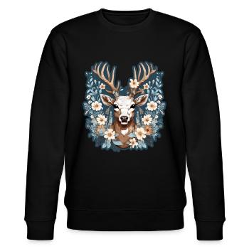 Fleurs de cerf - Sweat bio CHANGER Stanley/Stella Unisexe - noir - Devant - Nik (191cm) & Marisol (170cm)
