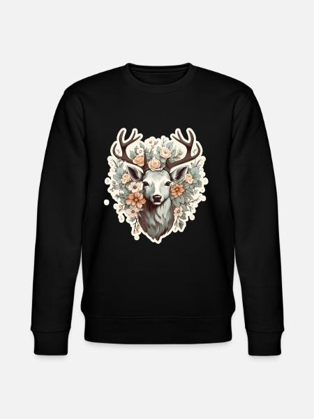 Deer Flowers - Stanley/Stella CHANGER Unisex Organic Sweatshirt - black