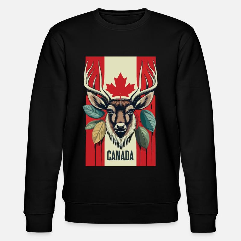 Canada Deer Maple Leaf - Stanley/Stella CHANGER Unisex Organic Sweatshirt - black