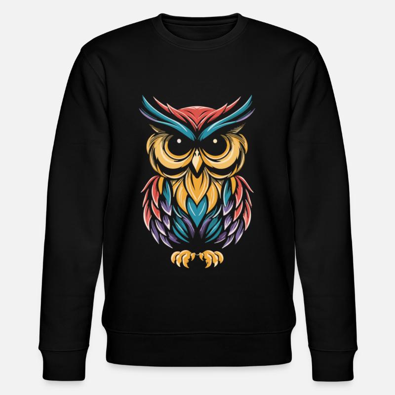 bunte Eule im Comic-Stil - Stanley/Stella Unisex Bio-Sweatshirt CHANGER  - Schwarz