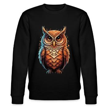 Reale Eule: Einzigartig für Eulenliebhaber - Stanley/Stella Unisex Bio-Sweatshirt CHANGER  - Schwarz - Vorne - Nik (191cm) & Marisol (170cm)