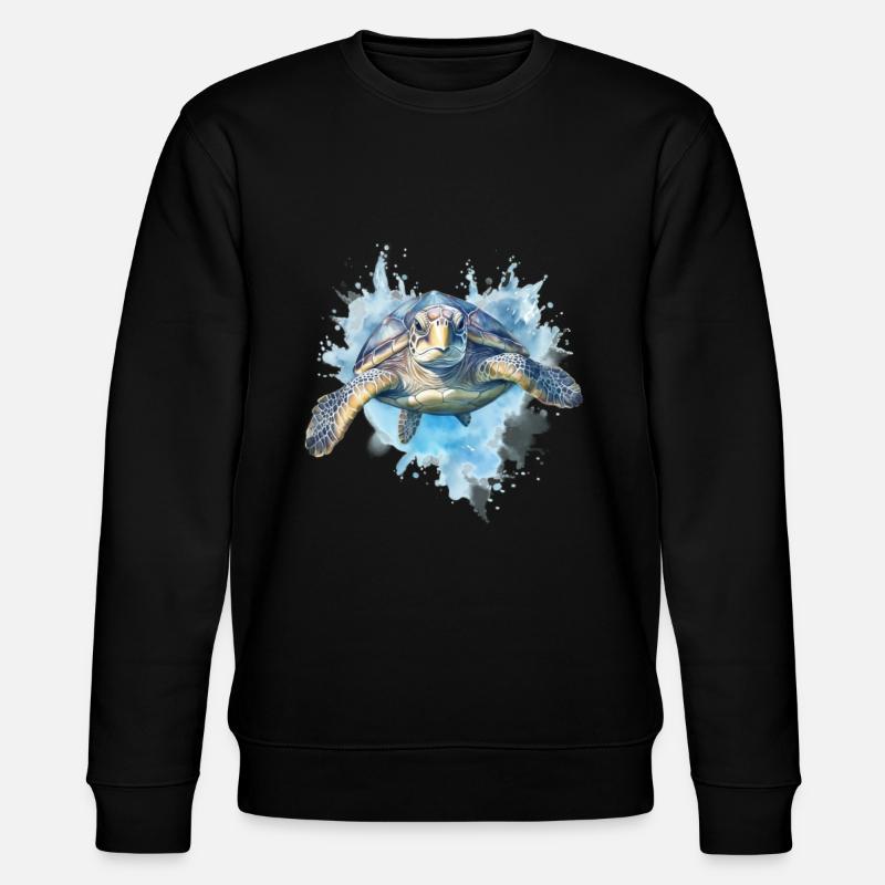 Blaue Schildkröte - Stanley/Stella Unisex Bio-Sweatshirt CHANGER  - Schwarz