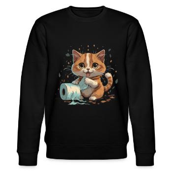 Chats jouant avec un rouleau de papier toilette - Sweat bio CHANGER Stanley/Stella Unisexe - noir - Devant - Nik (191cm) & Marisol (170cm)