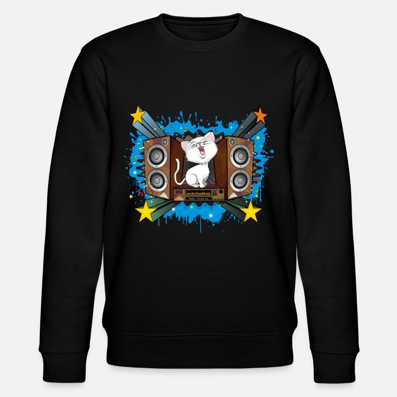 Cat singing - Stanley/Stella CHANGER Unisex Organic Sweatshirt - black