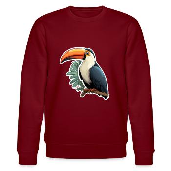 Toucan Exotic Bird - Stanley/Stella CHANGER Unisex Organic Sweatshirt - burgundy - Front - Nik (191cm) & Marisol (170cm)