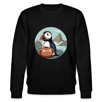 Papageientaucher - Stanley/Stella Unisex Bio-Sweatshirt CHANGER  - Schwarz - Vorne - Nik (191cm) & Marisol (170cm)