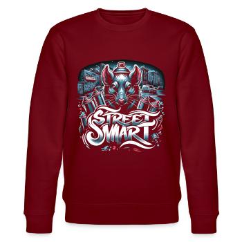 Raat pulvérisateur : la vie citadine dans une débauche de couleurs - Sweat bio CHANGER Stanley/Stella Unisexe - bordeaux - Devant - Nik (191cm) & Marisol (170cm)