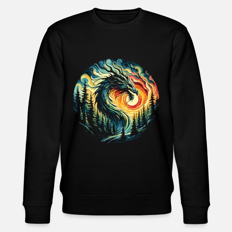 Sonnenaufgang mit Drache - Stanley/Stella Unisex Bio-Sweatshirt CHANGER  - Schwarz