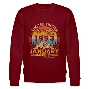 Janvier 1993 Vintage Anniversaire Rétro Cadeau - Sweat bio CHANGER Stanley/Stella Unisexe - bordeaux - Devant - Nik (191cm) & Marisol (170cm)