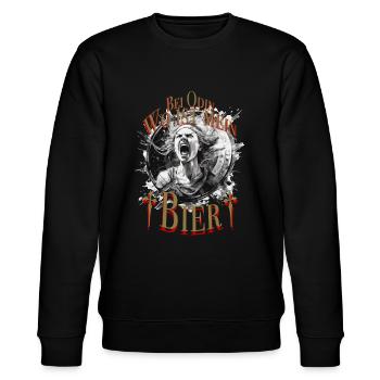 Schildmaid, bei Odin, wo ist mein Bier! - Stanley/Stella Unisex Bio-Sweatshirt CHANGER  - Schwarz - Vorne - Nik (191cm) & Marisol (170cm)